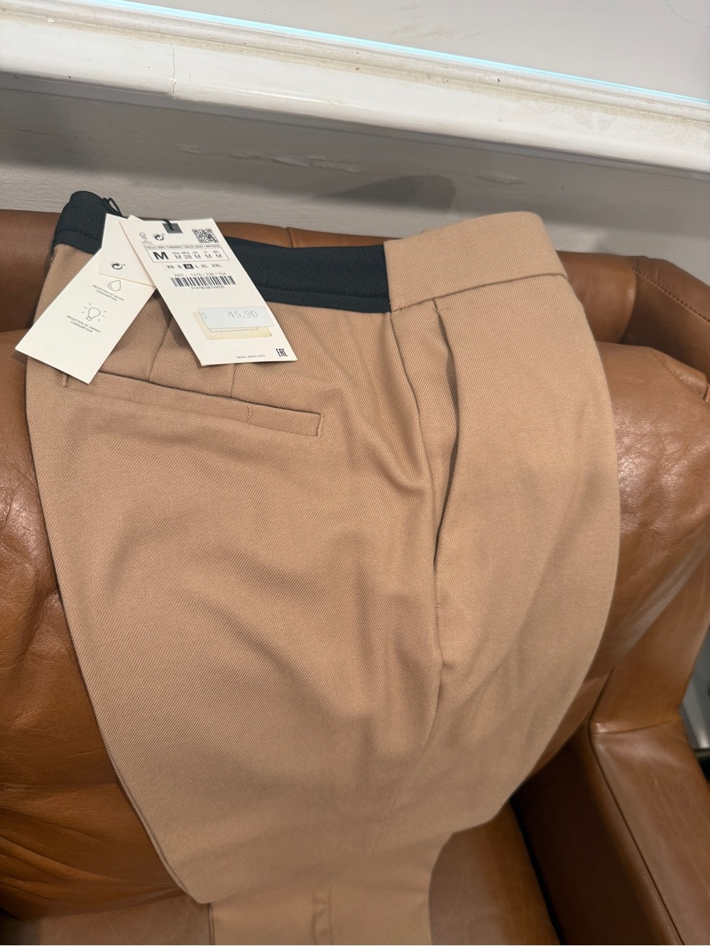 Zara Tan Chinos with Black Elastic Waistband